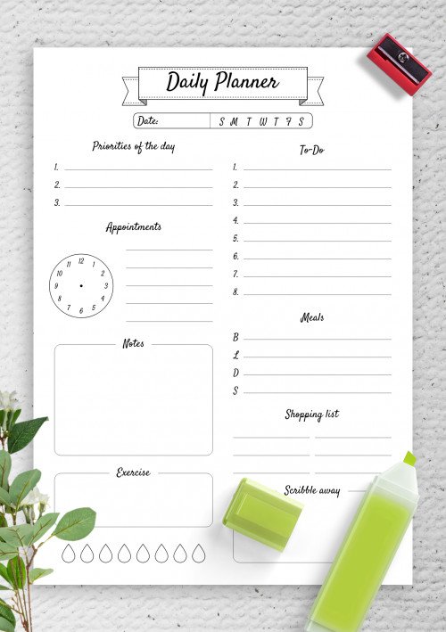 D07 - Daily planner with scribble away section