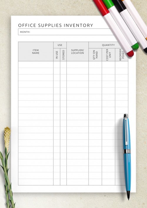G15 - Office Supplies Inventory Template