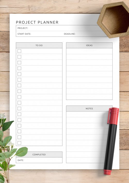 G16 - One Page Project Planner Template