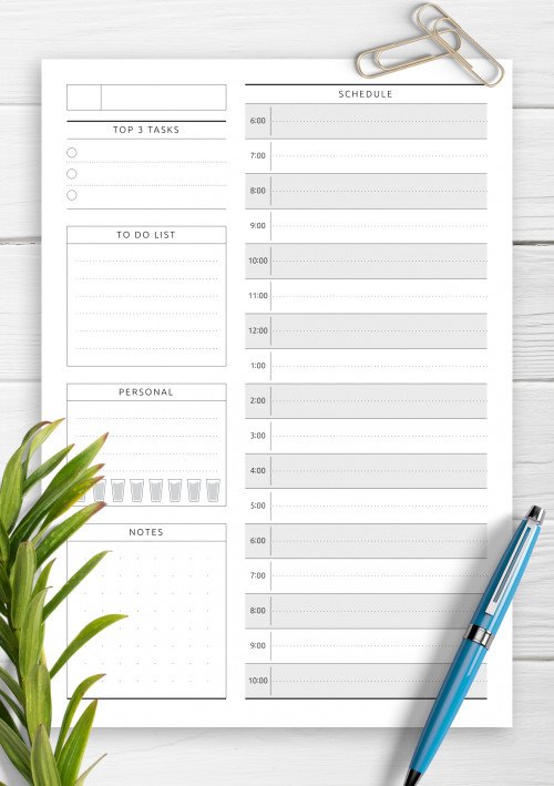 D01 - Undated Daily Planner Template - Original Style